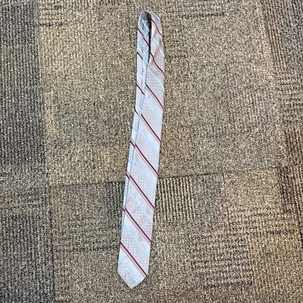 Gray and Red Striped Tie